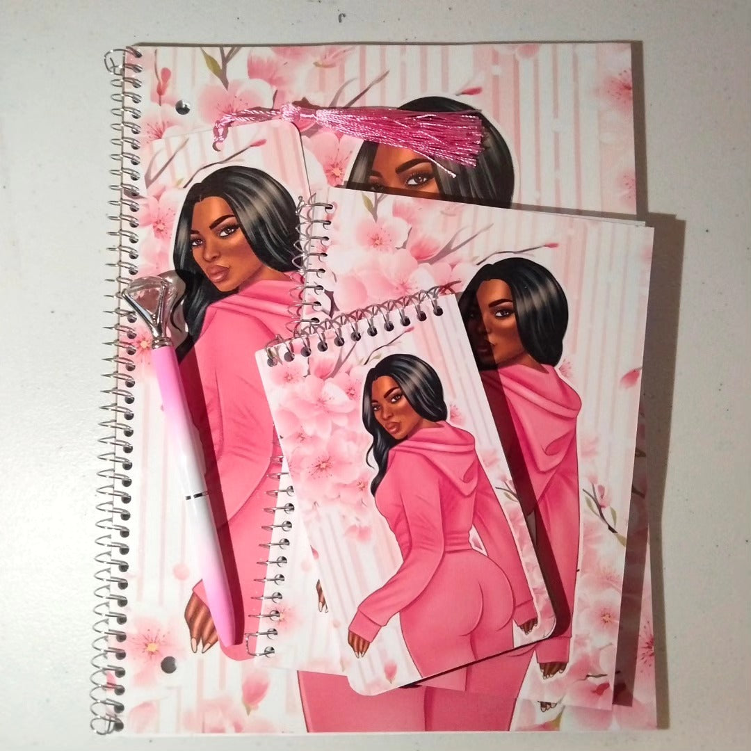 Pink Flower Travel Girl 5pc Journal Set